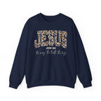 JESUS Leopard Print Crewneck