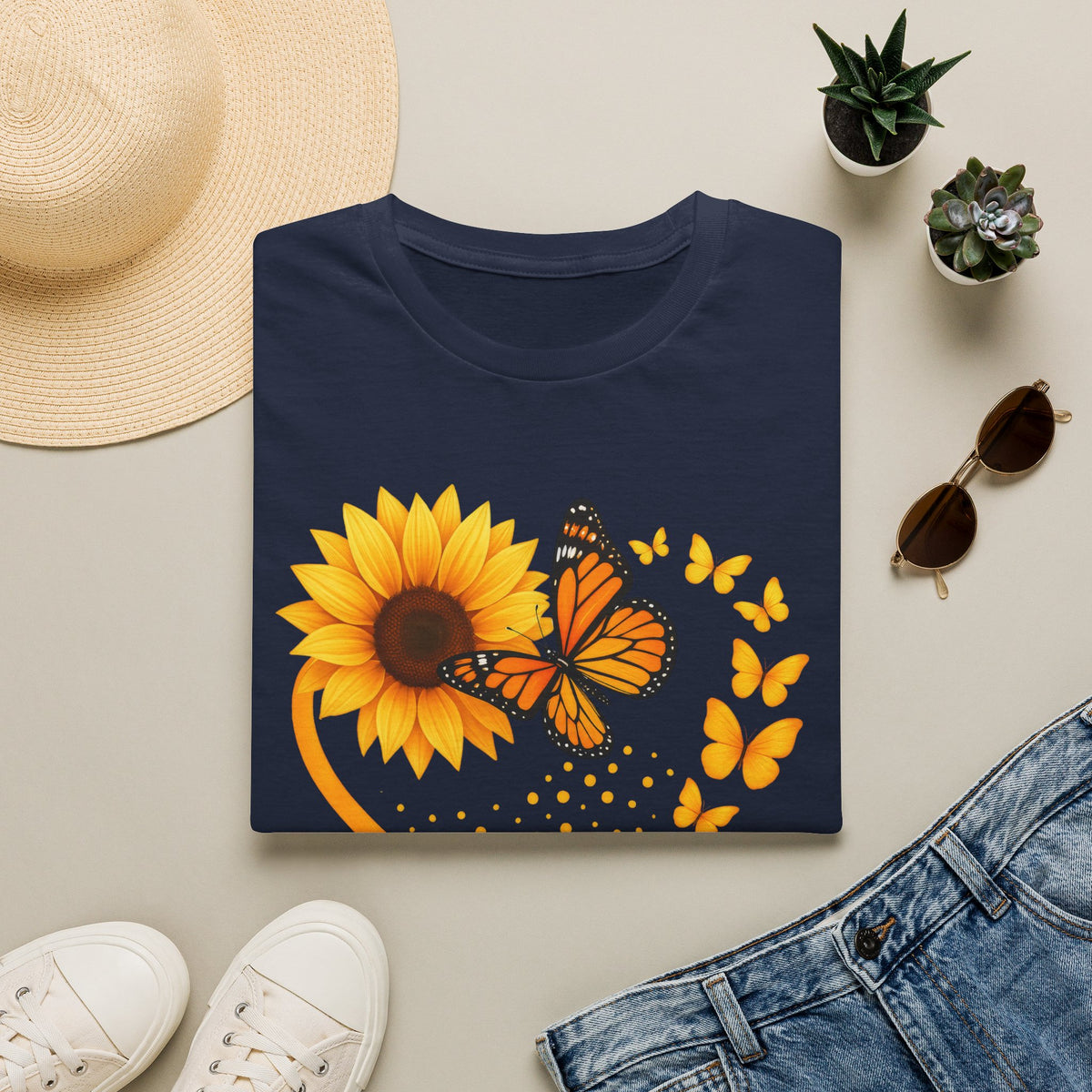 Sunflower T-Shirt — Heart Floral Nature Tee