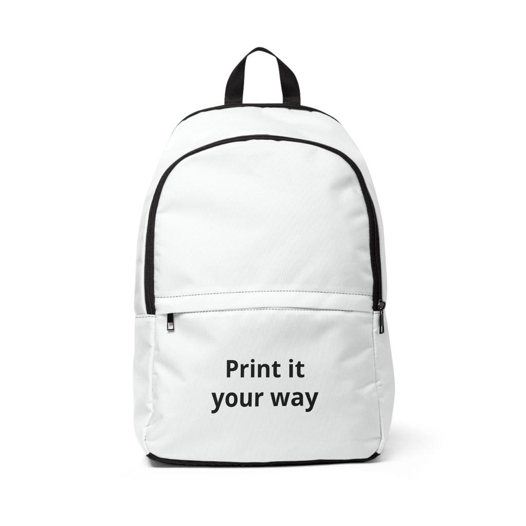 Customizable Fabric Backpack — "Print it your way" Front Pocket Design