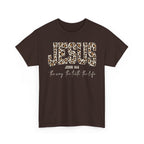 Jesus Leopard Print T-Shirt — John 4:6 Faith Tee