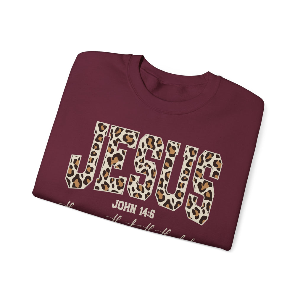 JESUS Leopard Print Crewneck