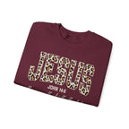 JESUS Leopard Print Crewneck