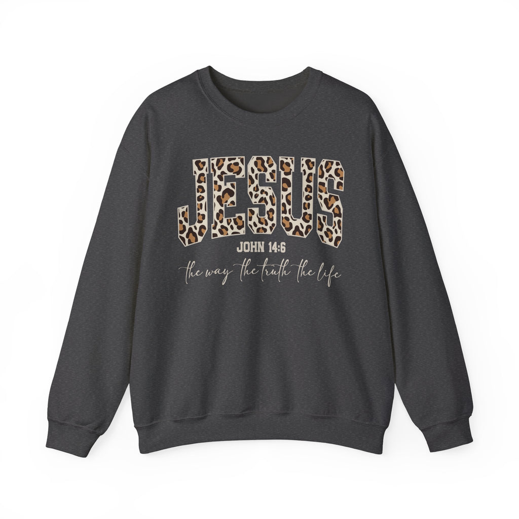 JESUS Leopard Print Crewneck
