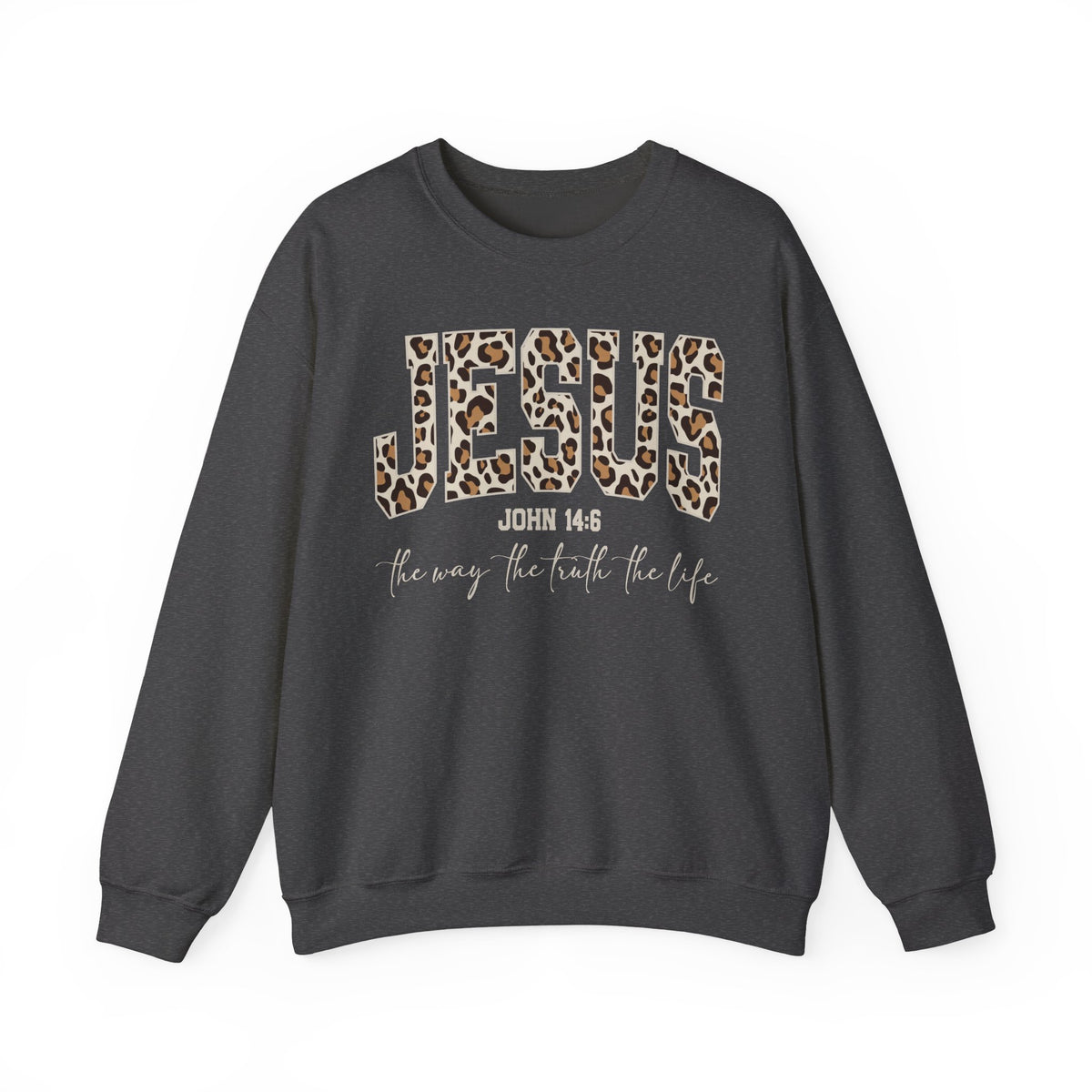 JESUS Leopard Print Crewneck