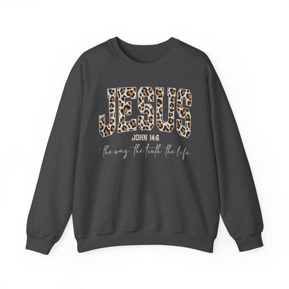 JESUS Leopard Print Crewneck