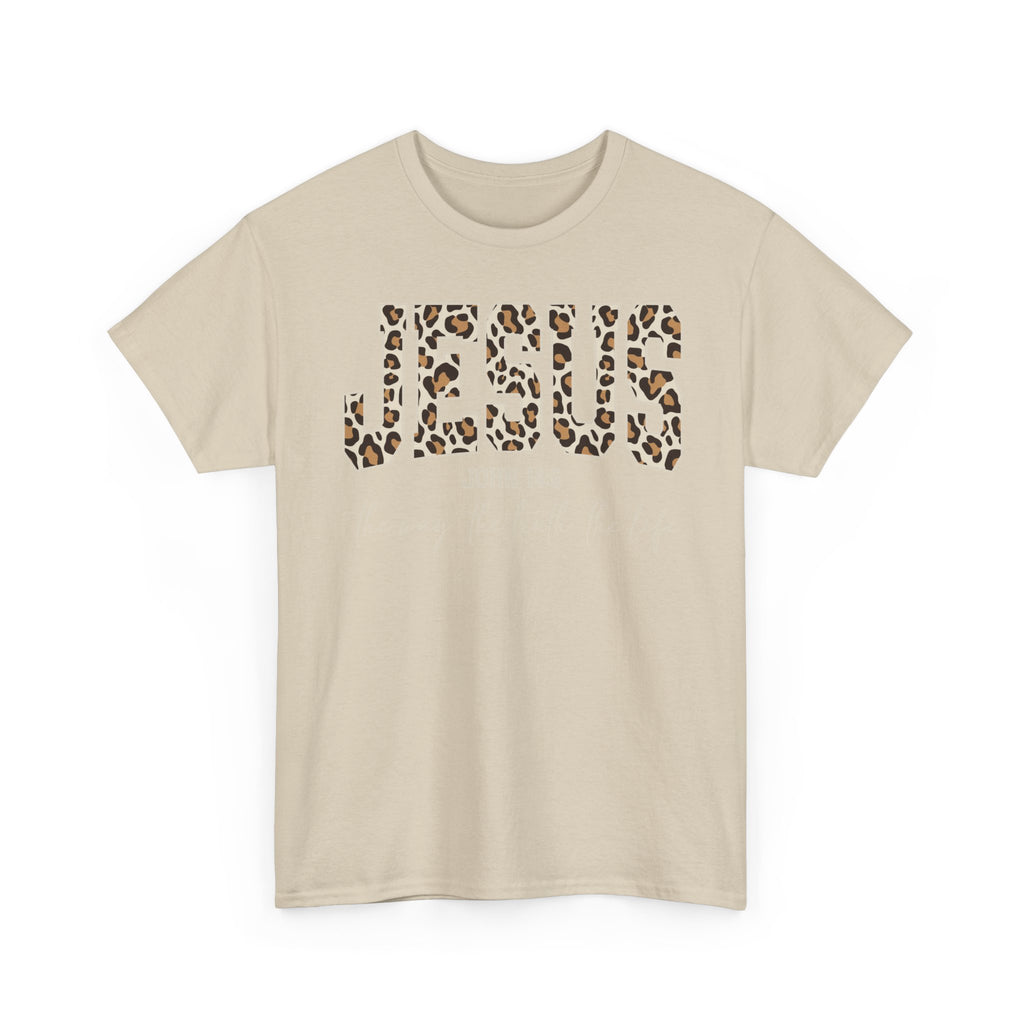 Jesus Leopard Print T-Shirt — John 4:6 Faith Tee