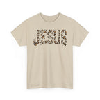 Jesus Leopard Print T-Shirt — John 4:6 Faith Tee