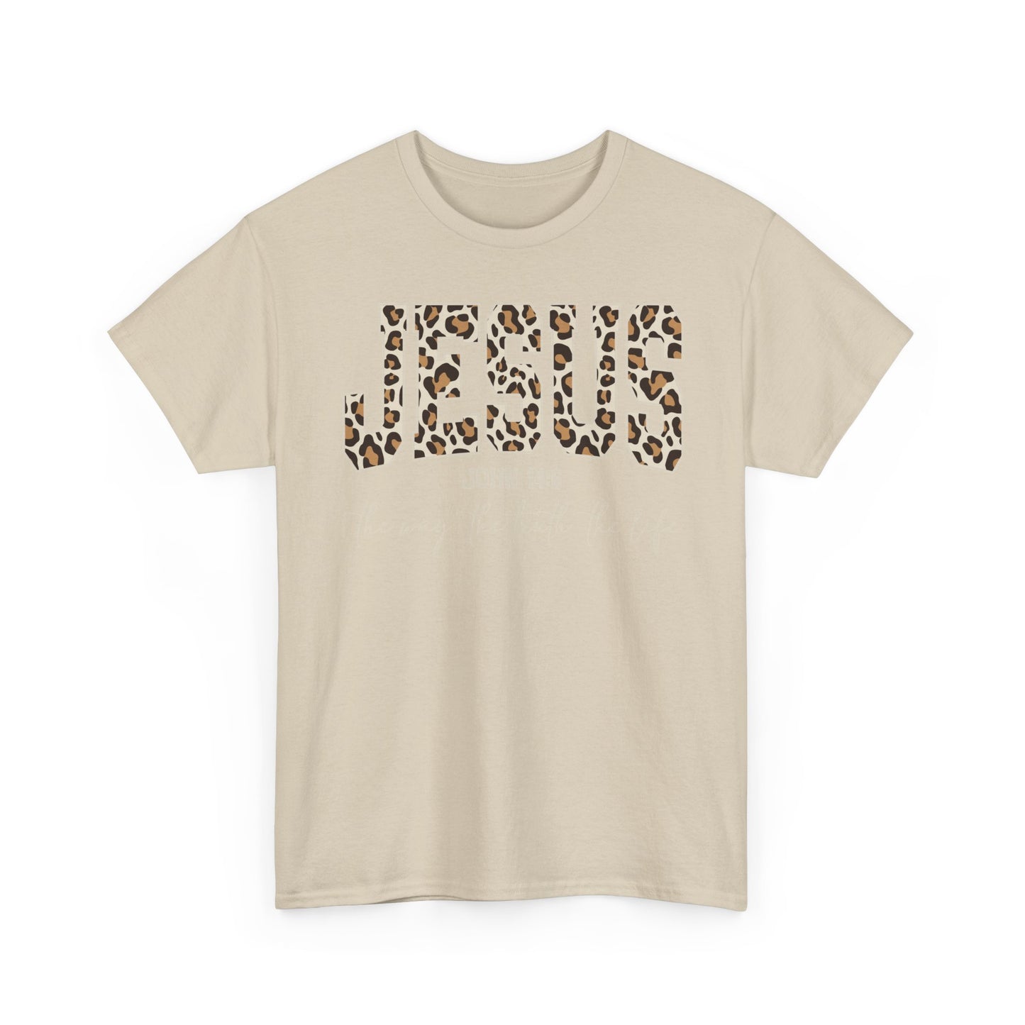 Jesus Leopard Print T-Shirt — John 4:6 Faith Tee