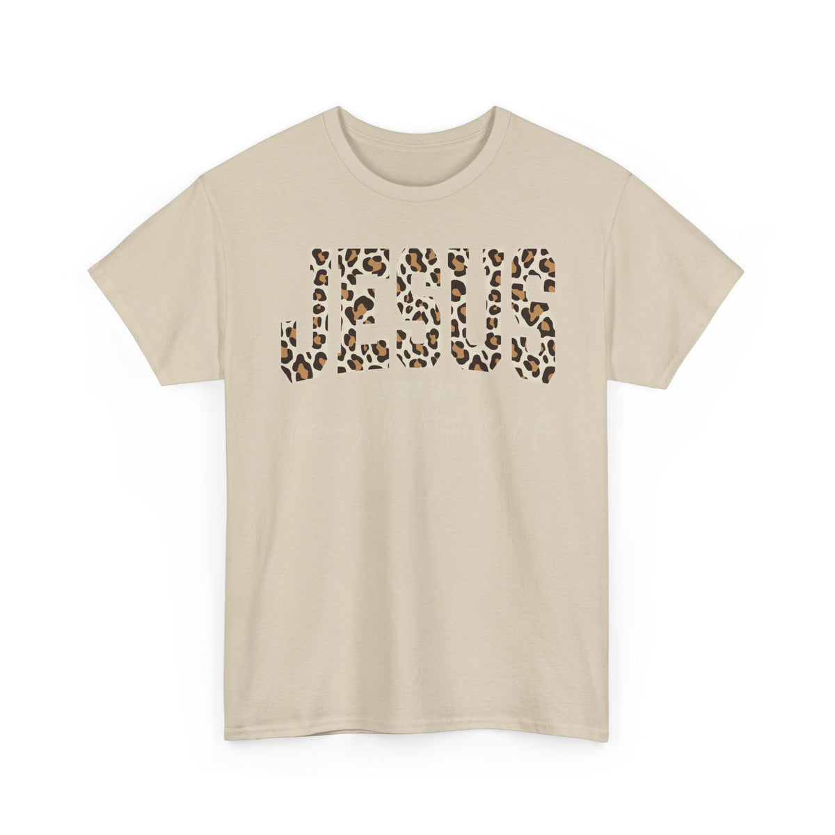 Jesus Leopard Print T-Shirt — John 4:6 Faith Tee