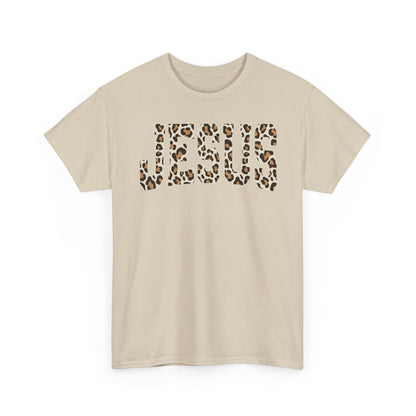 Jesus Leopard Print T-Shirt — John 4:6 Faith Tee