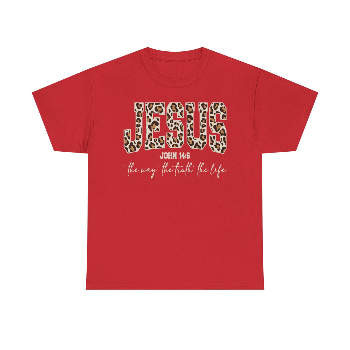 Jesus Leopard Print T-Shirt — John 4:6 Faith Tee