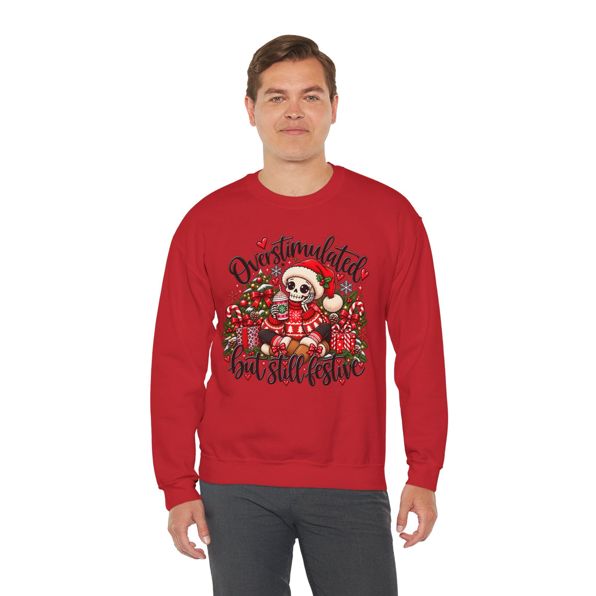 Overstimulated but still festive- Christmas Sweatshirt