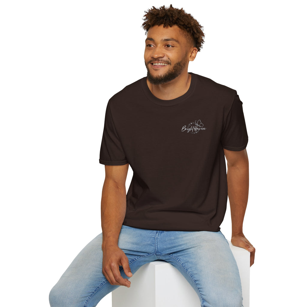 "Overstimulated But Still Festive" Holiday T-Shirt (Back)