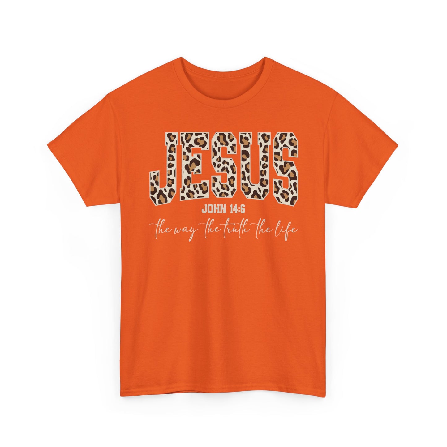 Jesus Leopard Print T-Shirt — John 4:6 Faith Tee