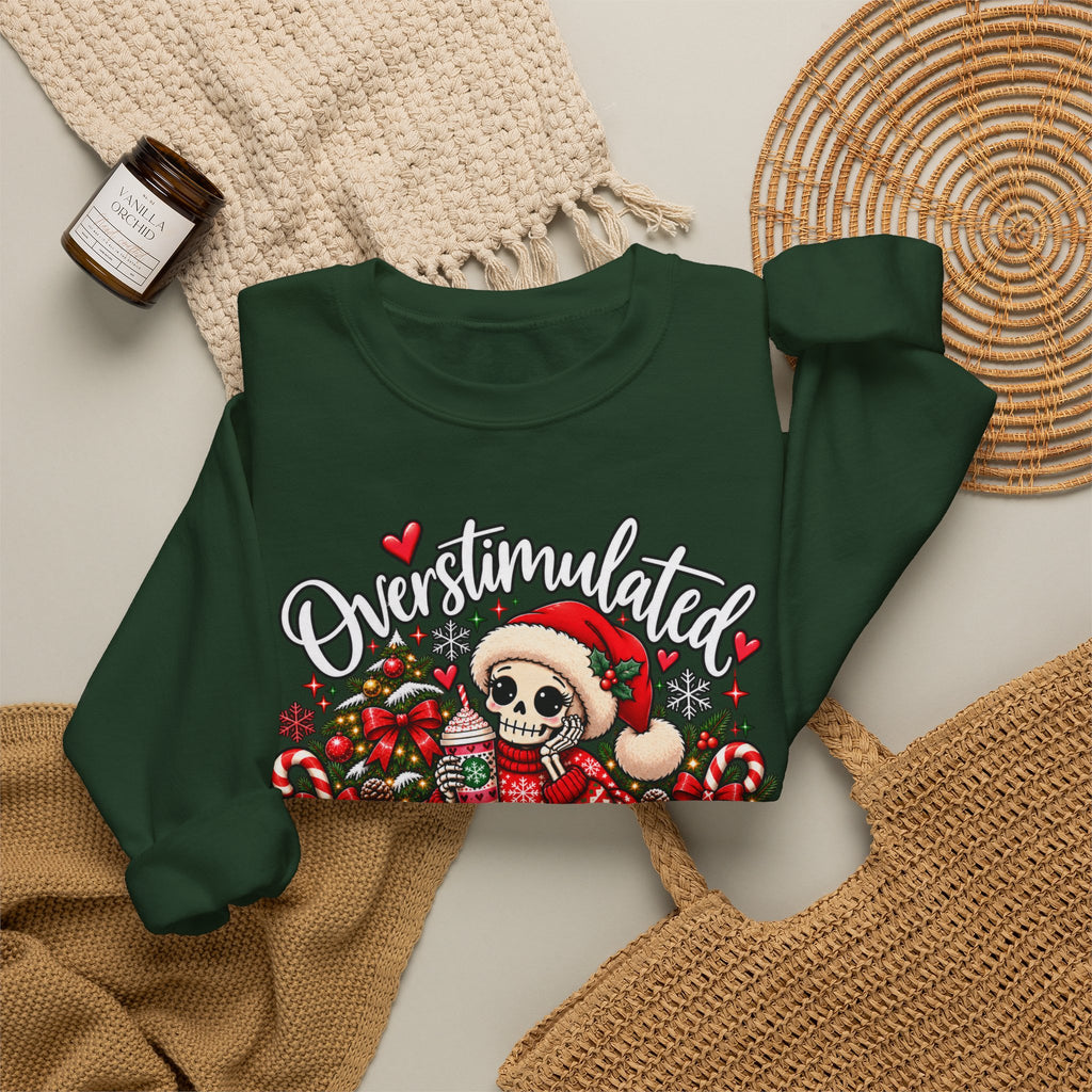 Overstimulated but still festive- Christmas Sweatshirt