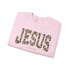 JESUS Leopard Print Crewneck