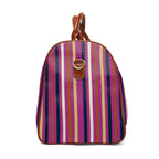 Striped Waterproof Travel Bag — Purple & Pink Weekender Duffle
