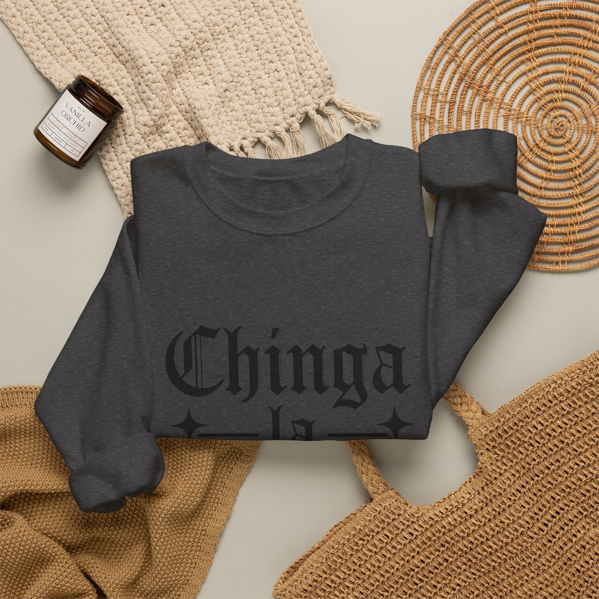 Crewneck Sweatshirt — "Chinga la Migra" Graphic (Back: F**k ICE Hand Illustration)