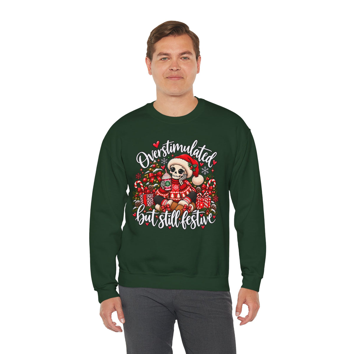 Overstimulated but still festive- Christmas Sweatshirt