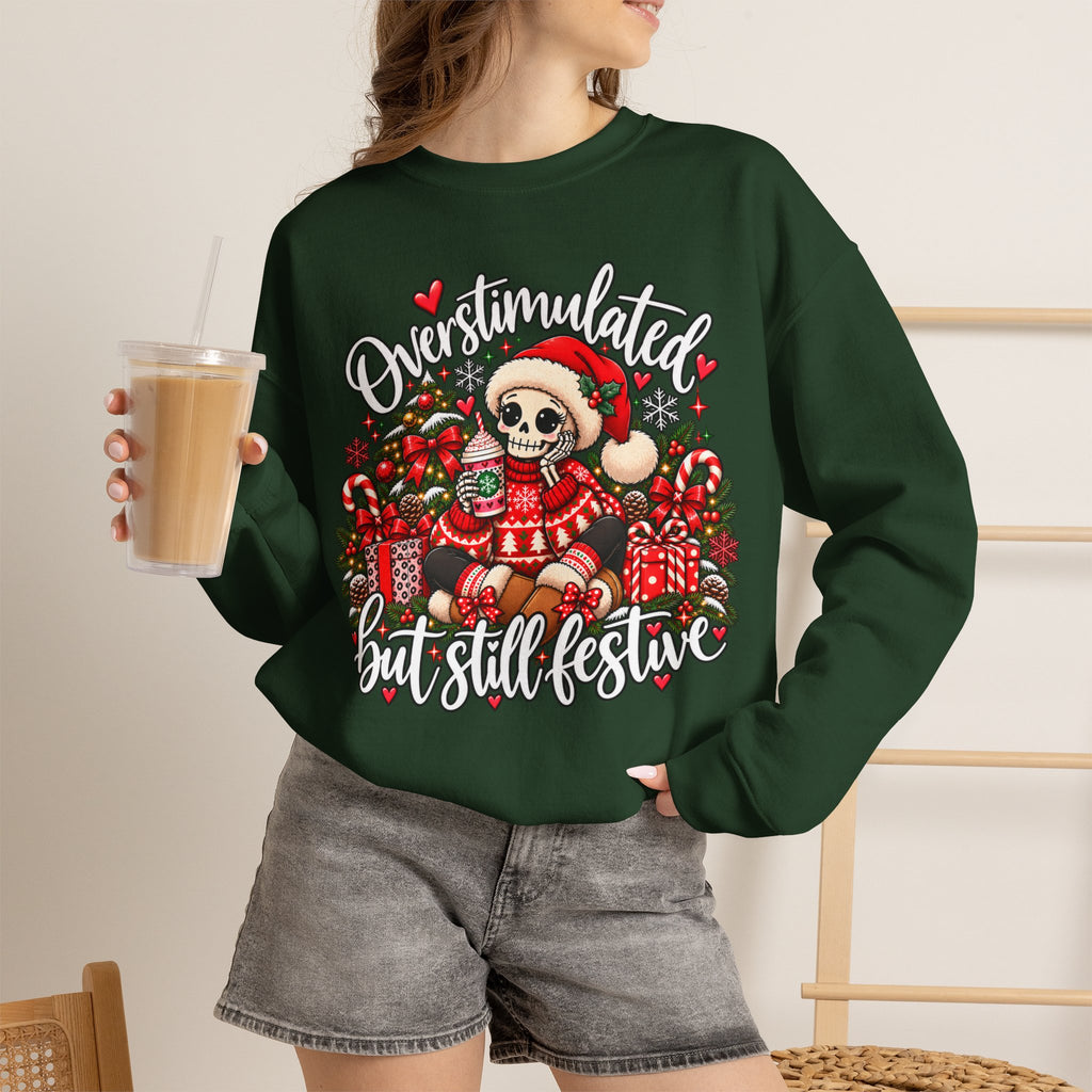 Overstimulated but still festive- Christmas Sweatshirt