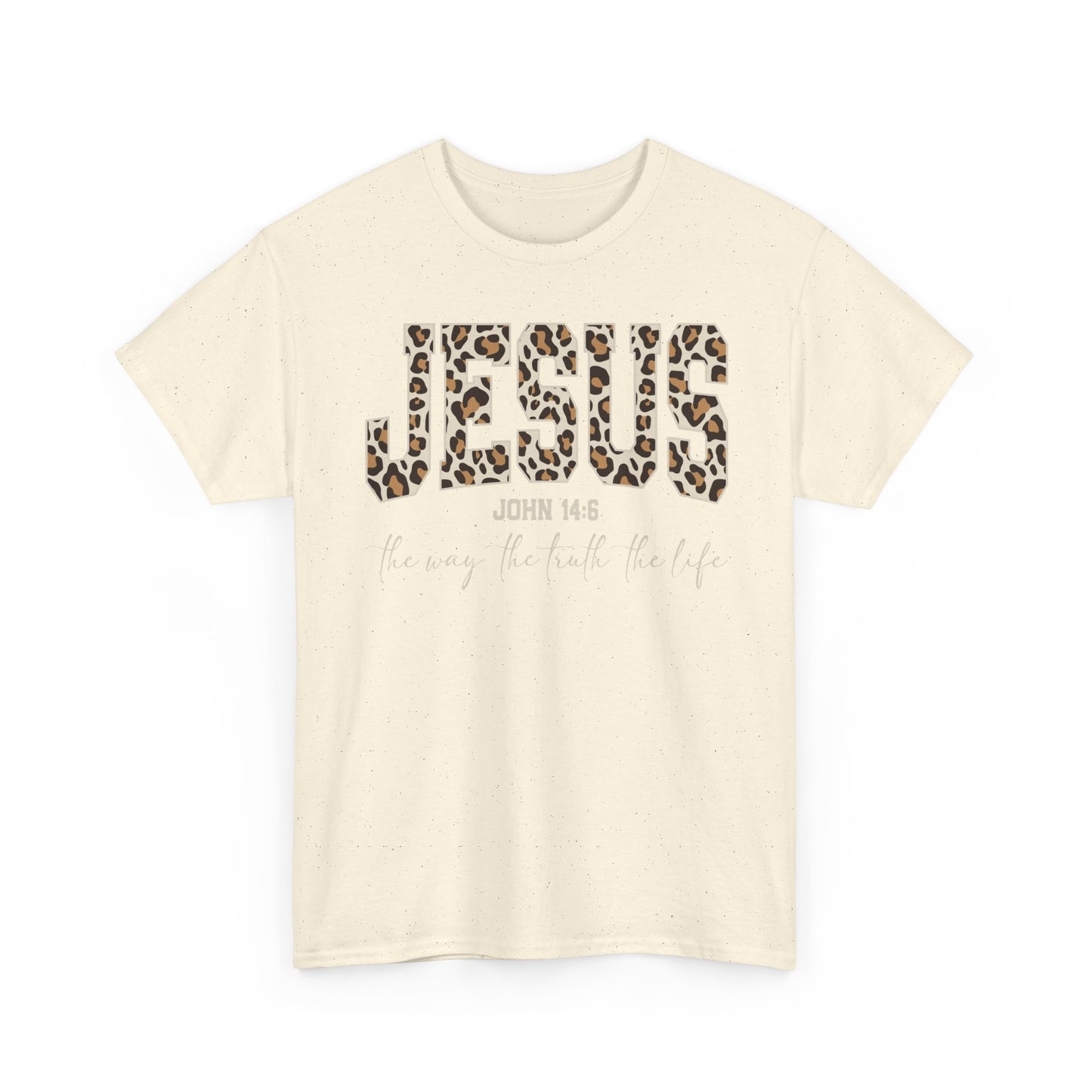 Jesus Leopard Print T-Shirt — John 4:6 Faith Tee