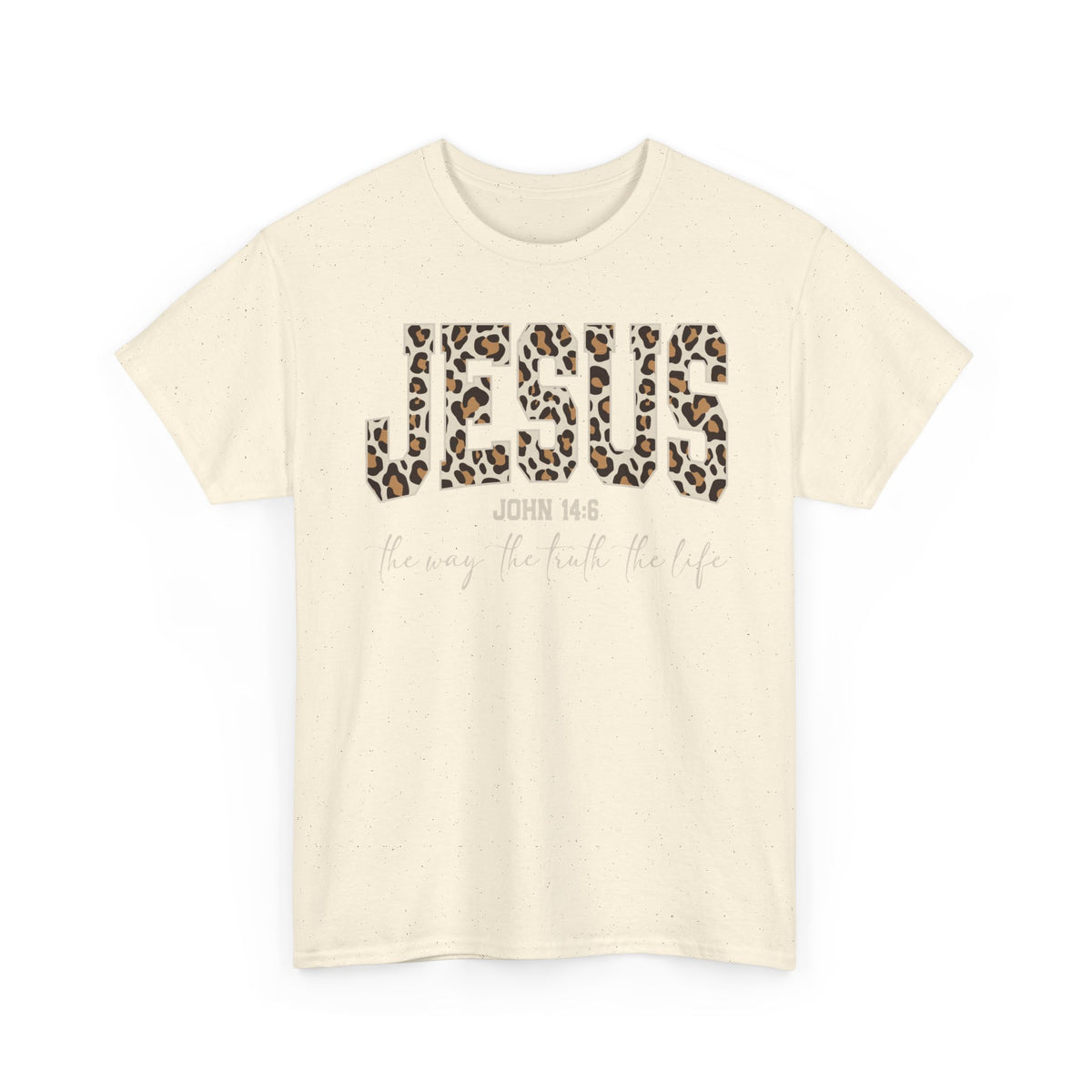 Jesus Leopard Print T-Shirt — John 4:6 Faith Tee