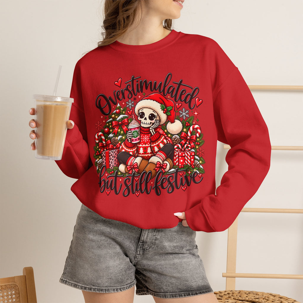 Overstimulated but still festive- Christmas Sweatshirt