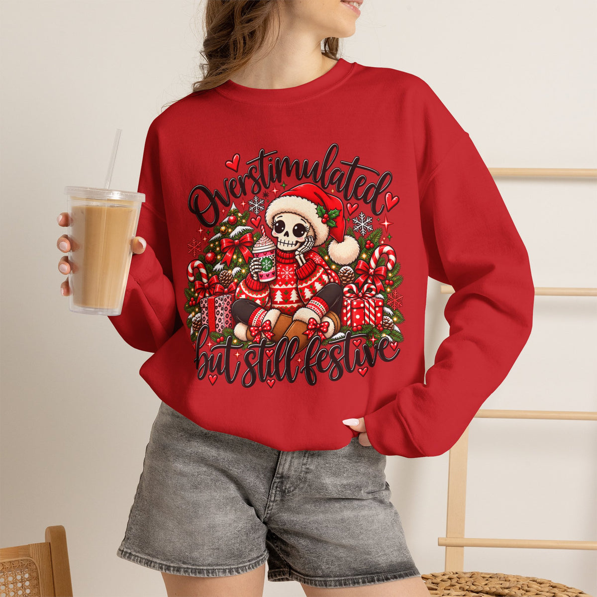 Overstimulated but still festive- Christmas Sweatshirt