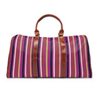 Striped Waterproof Travel Bag — Purple & Pink Weekender Duffle