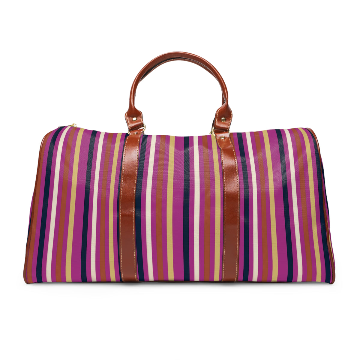 Striped Waterproof Travel Bag — Purple & Pink Weekender Duffle