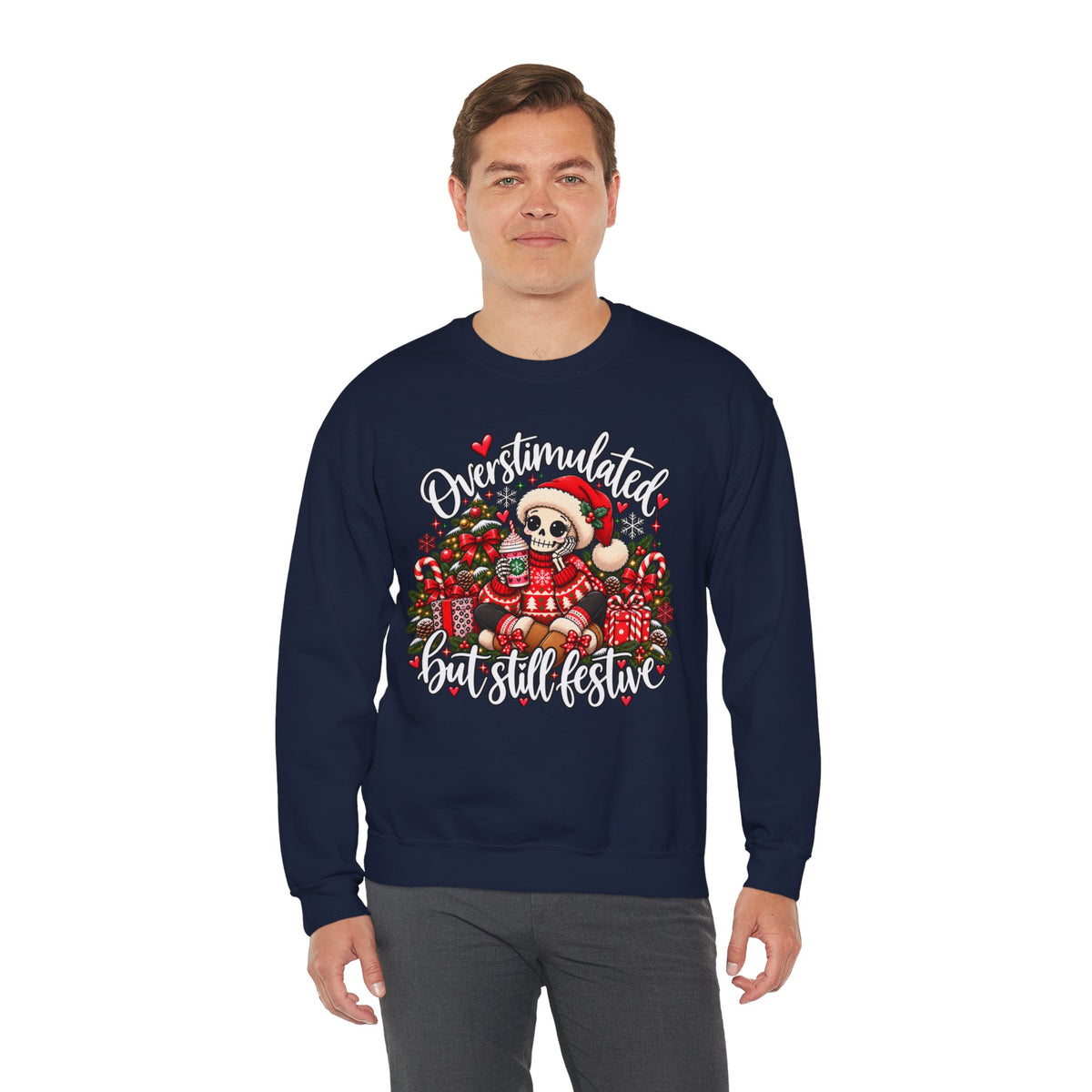 Overstimulated but still festive- Christmas Sweatshirt