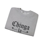 Crewneck Sweatshirt — "Chinga la Migra" Graphic (Back: F**k ICE Hand Illustration)