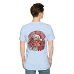 "Overstimulated But Still Festive" Holiday T-Shirt (Back)