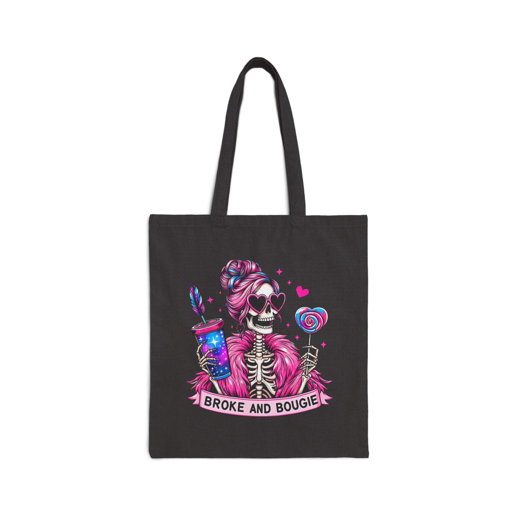 Broke and Bougie Skull Tote Bag —  Cotton Canvas Shopper