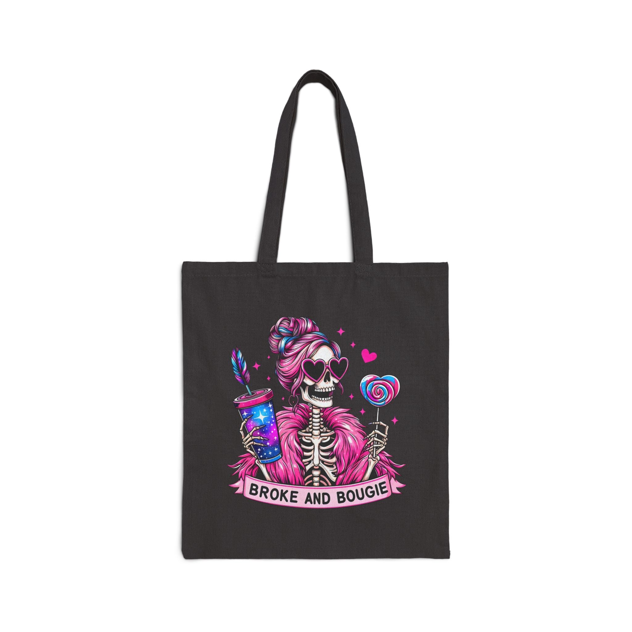 Broke and Bougie Skull Tote Bag —  Cotton Canvas Shopper