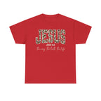 Jesus Leopard Print T-Shirt — John 4:6 Faith Tee