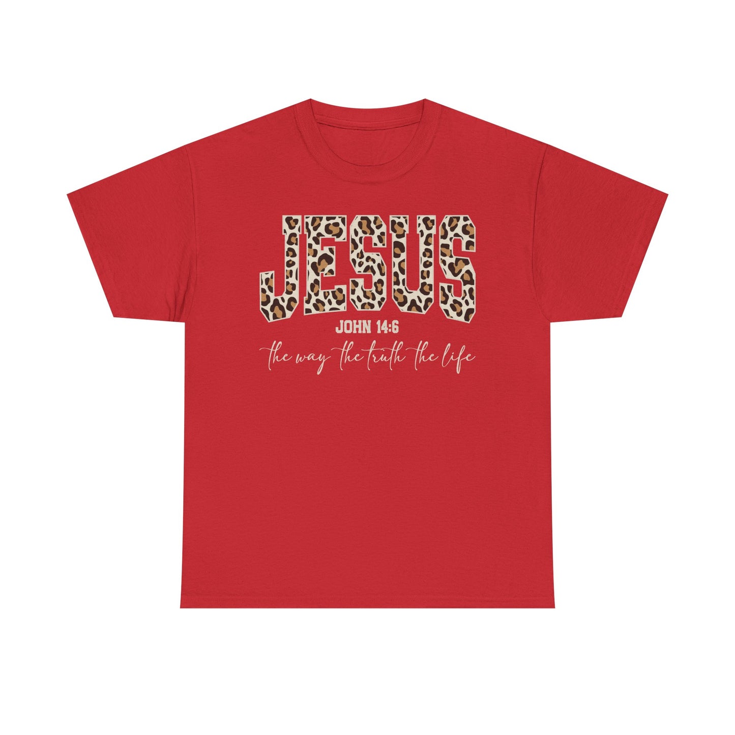 Jesus Leopard Print T-Shirt — John 4:6 Faith Tee