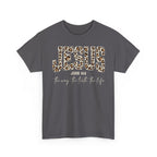 Jesus Leopard Print T-Shirt — John 4:6 Faith Tee