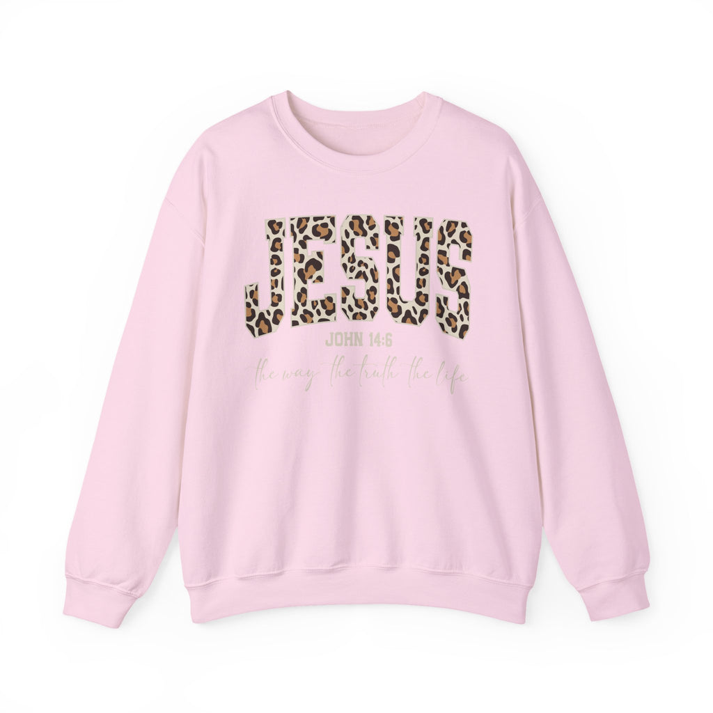 JESUS Leopard Print Crewneck
