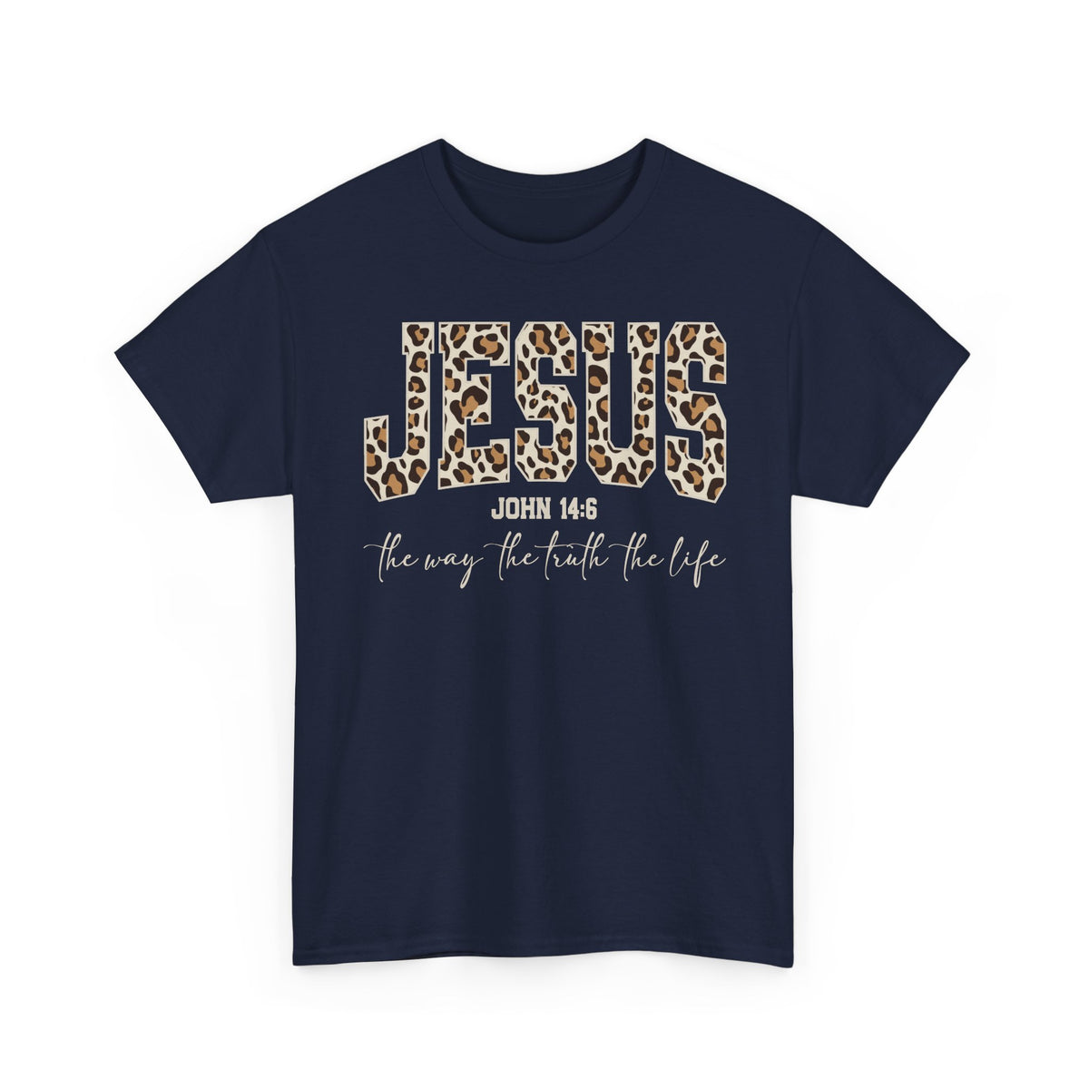Jesus Leopard Print T-Shirt — John 4:6 Faith Tee