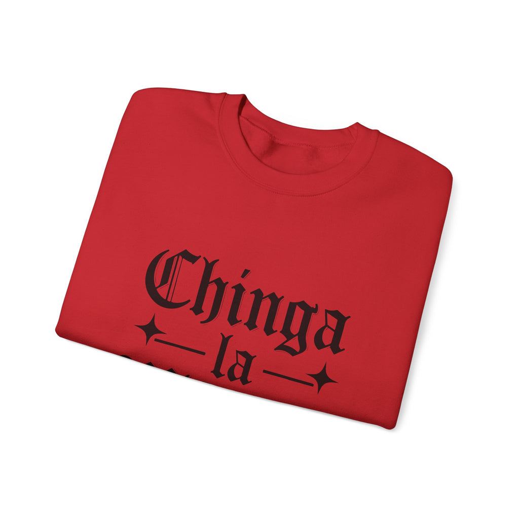 Crewneck Sweatshirt — "Chinga la Migra" Graphic (Back: F**k ICE Hand Illustration)