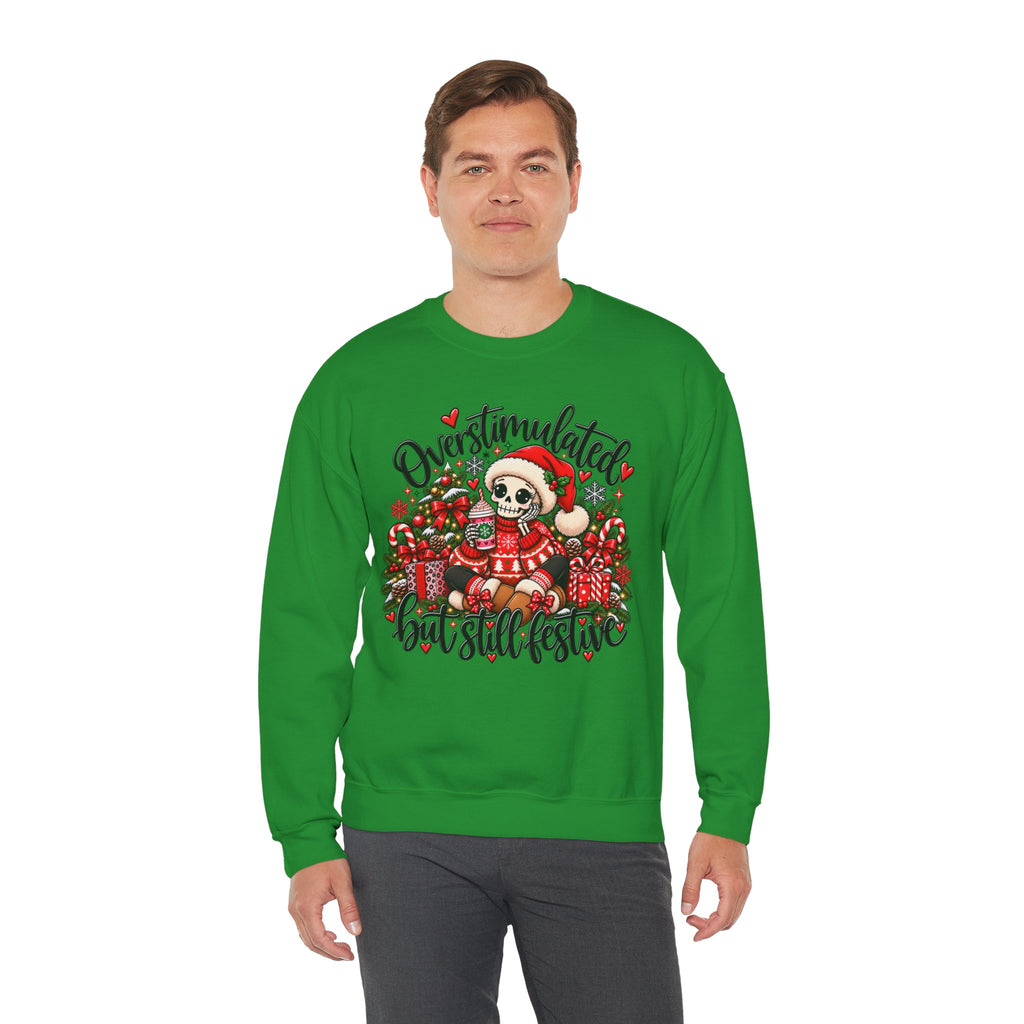 Overstimulated but still festive- Christmas Sweatshirt