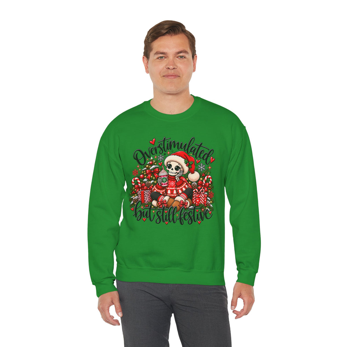Overstimulated but still festive- Christmas Sweatshirt
