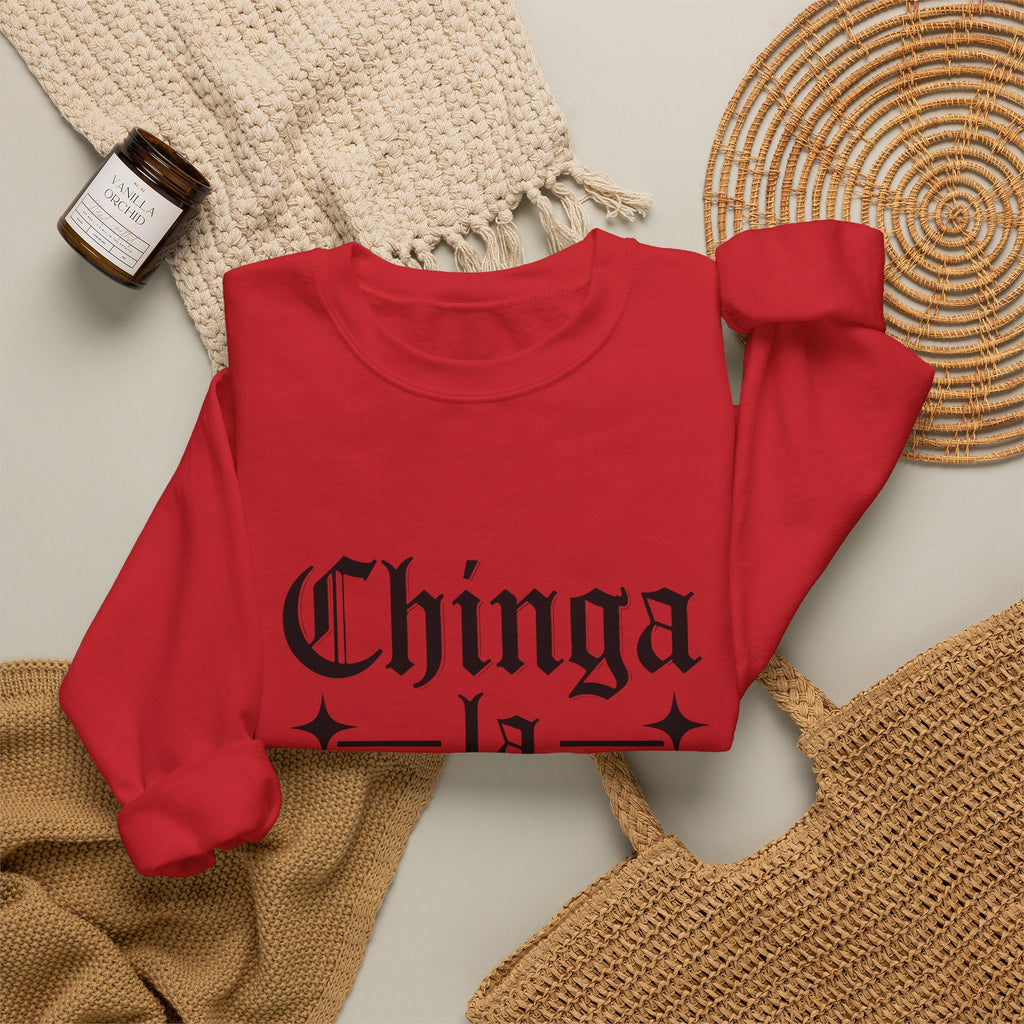 Crewneck Sweatshirt — "Chinga la Migra" Graphic (Back: F**k ICE Hand Illustration)
