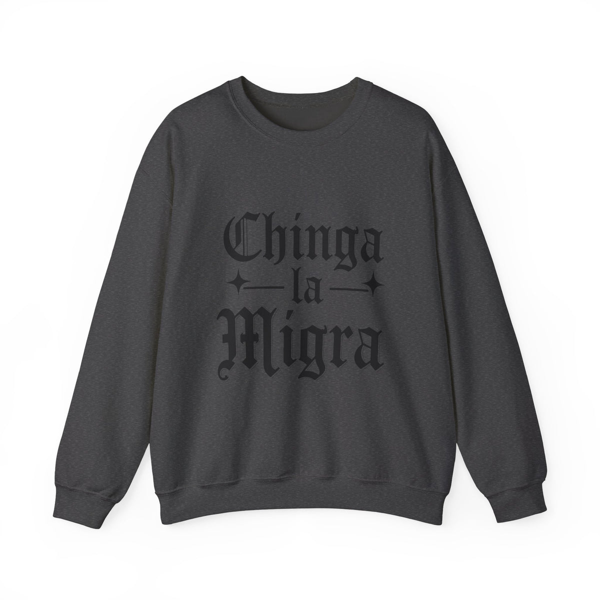 Crewneck Sweatshirt — "Chinga la Migra" Graphic (Back: F**k ICE Hand Illustration)