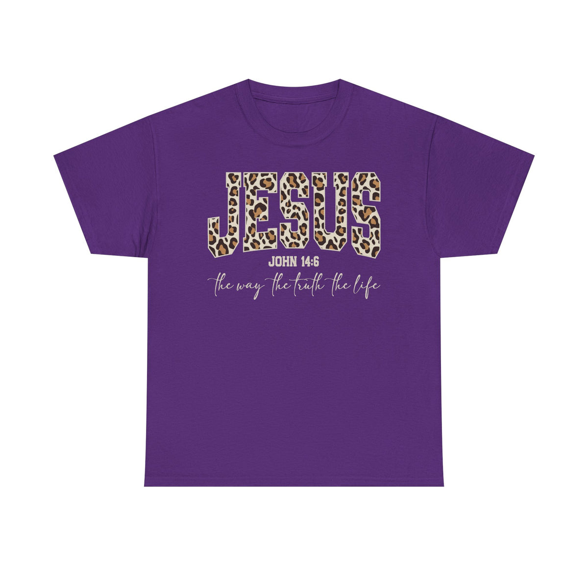 Jesus Leopard Print T-Shirt — John 4:6 Faith Tee