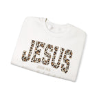 JESUS Leopard Print Crewneck