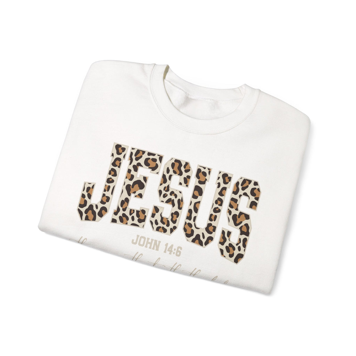 JESUS Leopard Print Crewneck