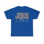 Jesus Leopard Print T-Shirt — John 4:6 Faith Tee