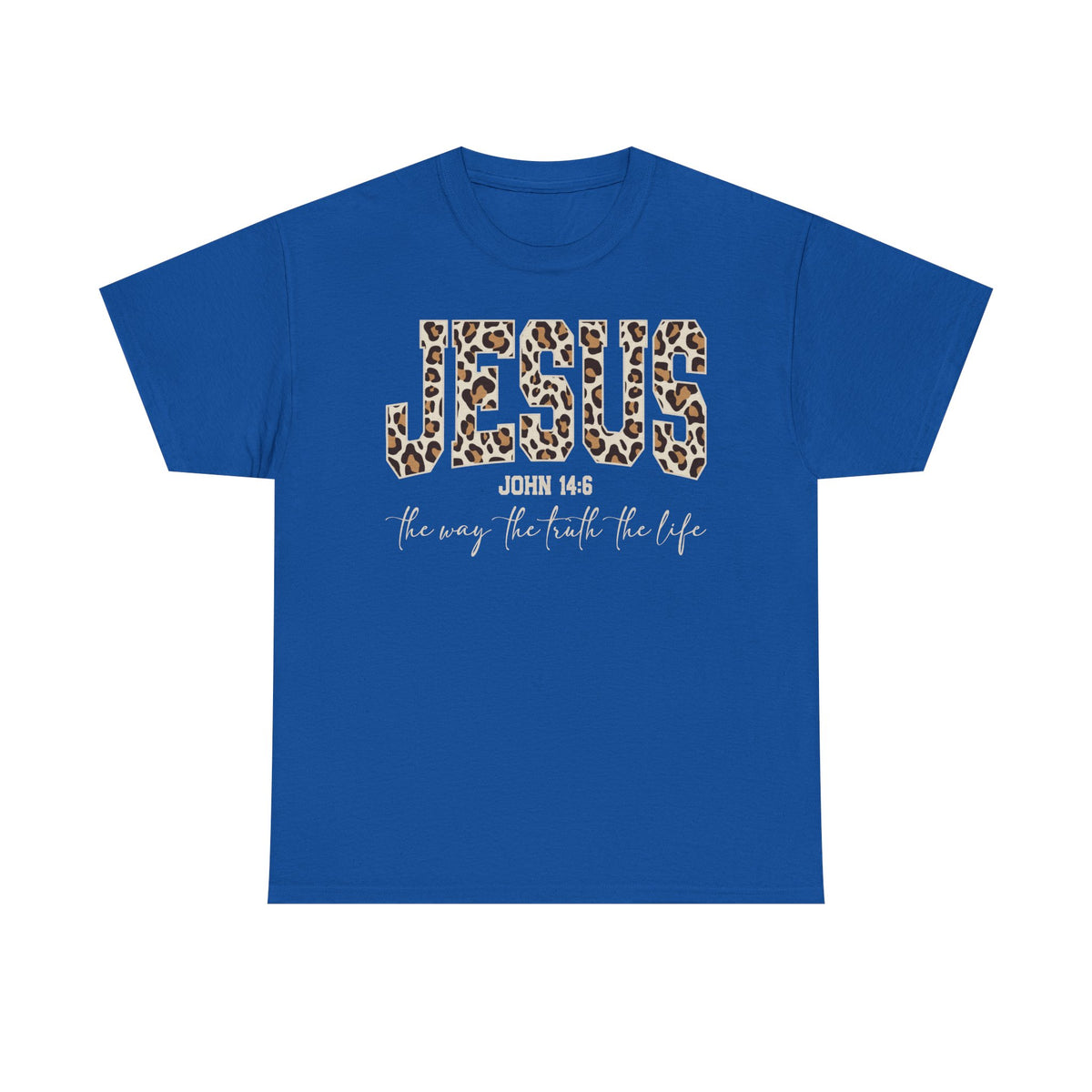 Jesus Leopard Print T-Shirt — John 4:6 Faith Tee